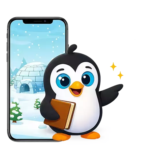Laffi the penguin character from Laffari animated stories for kids