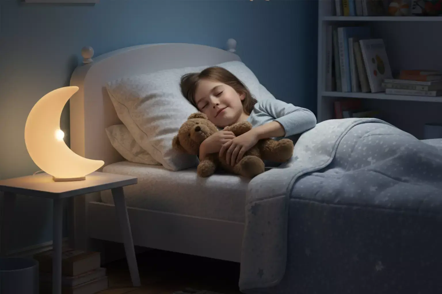Child feeling calm and safe at bedtime
