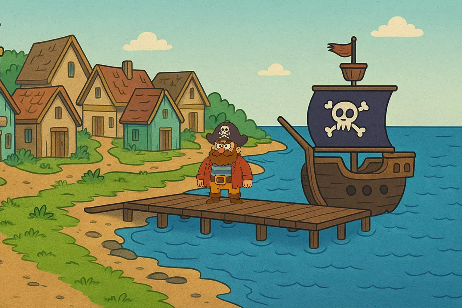 Captain Stinklebeard’s pirate cove animated story scene