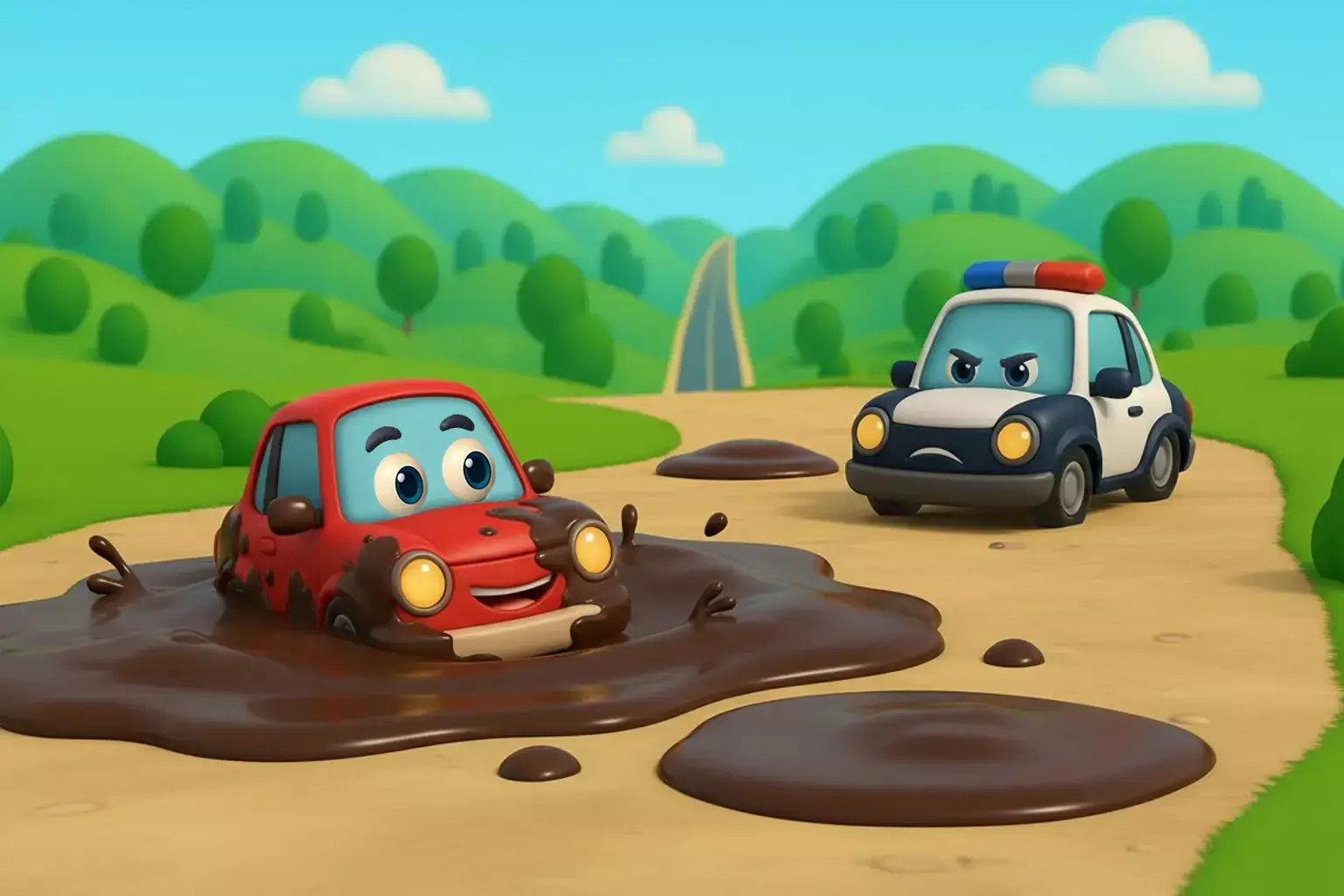 Vroomie learning road rules with friends